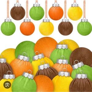 Arrowbash 24 Pcs Velvet Fall Tree 1.97'' Thanksgiving Flocked Ornaments